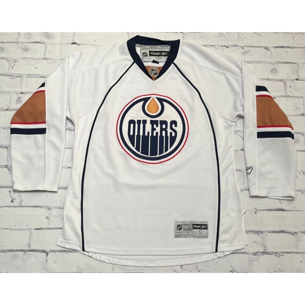 Edmonton Oilers Jersey Men's Small White NHL Hockey Reebok Sportswear